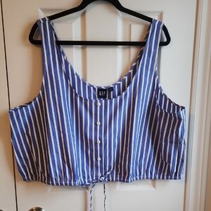 GAP Blue and White Striped Crop Top
